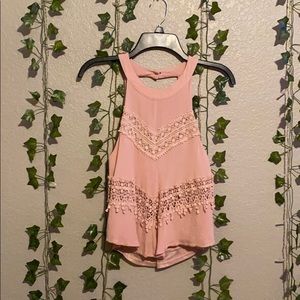 Pink halter top with embroidery